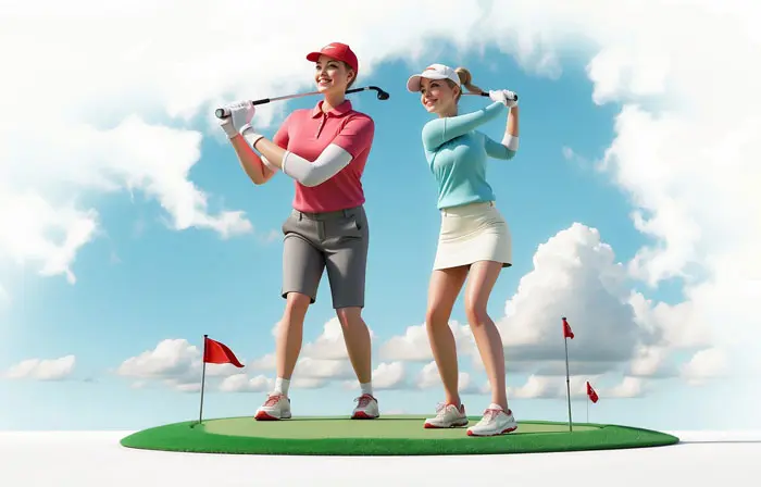 Best 3d Character Illustration of Two Golf Players in Action